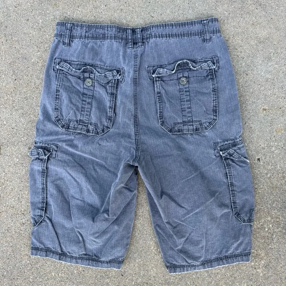 Y2K BKE Walker Dark Navy Ripstop Cargo Shorts Size 32